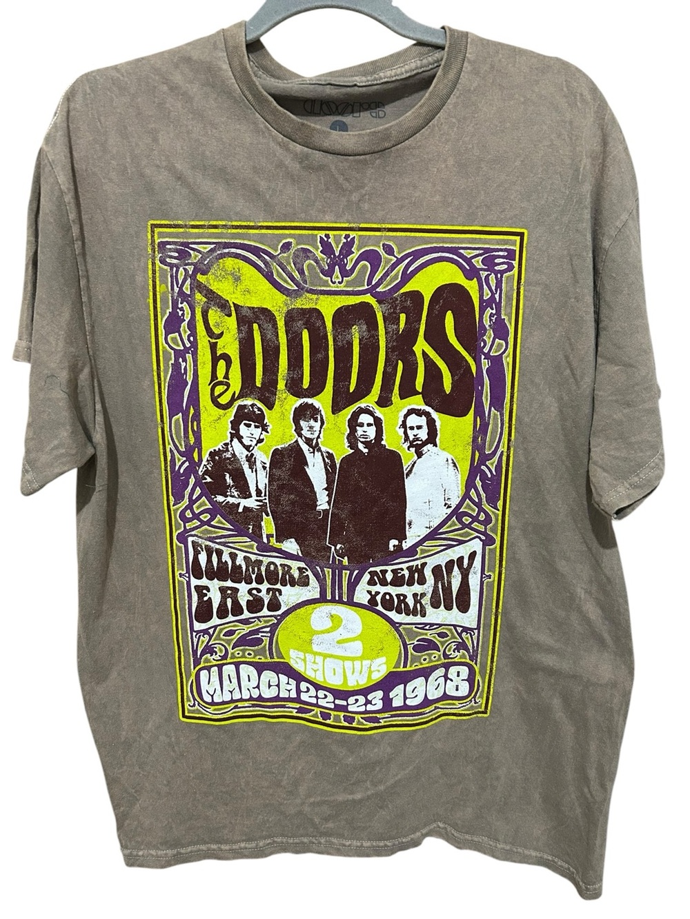 The Doors Vintage Graphic Tee Fillmore East 1968 Concert T-Shirt Mineral Wash L